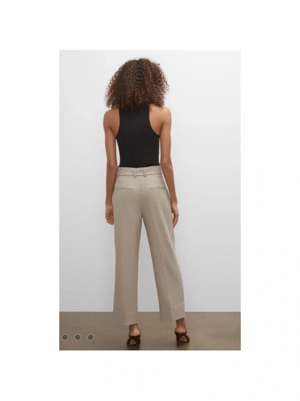 Club Monaco High-Waist Ring Belted Pants in Beige